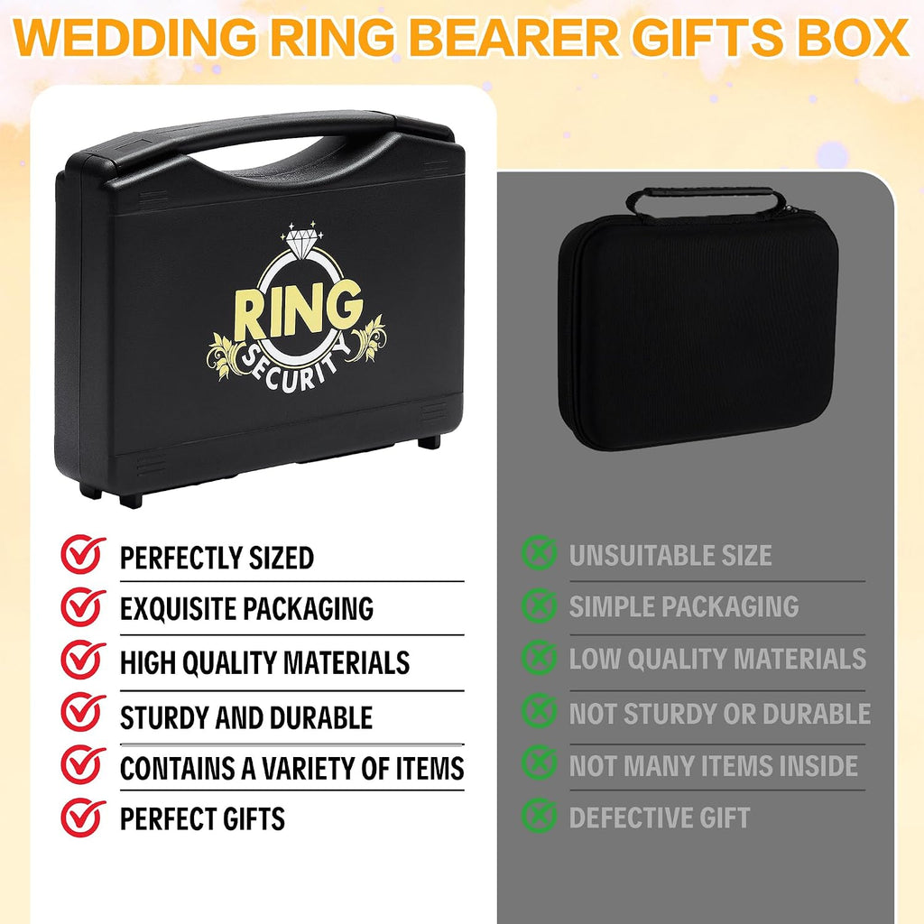 Ring Security Wedding Ring Bearer Aluminum Briefcase-Padded Slits Holder Ring Bearer Gifts Security Box for Proposal Ceremony Wedding Day,Security Badge Props for Boys Kid