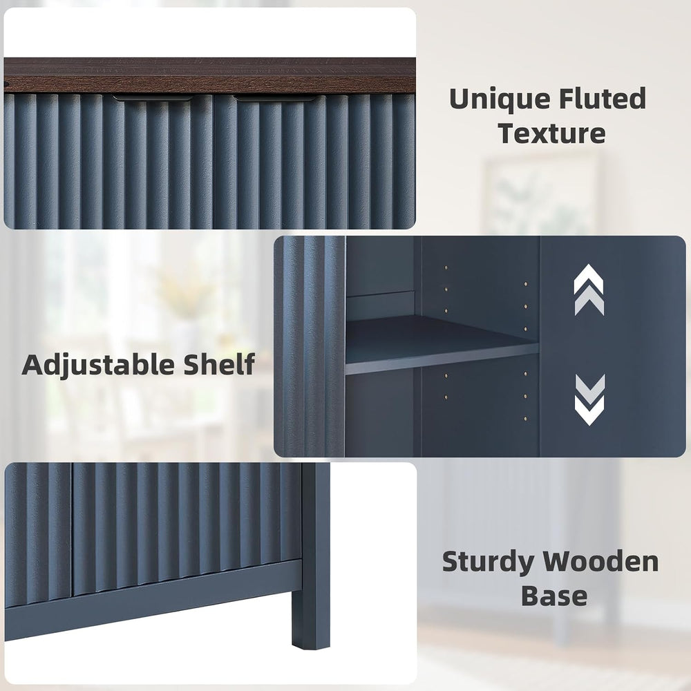 BuildHom 32" Sideboard Buffet Cabinet with Storage, Fluted Accent Storag...