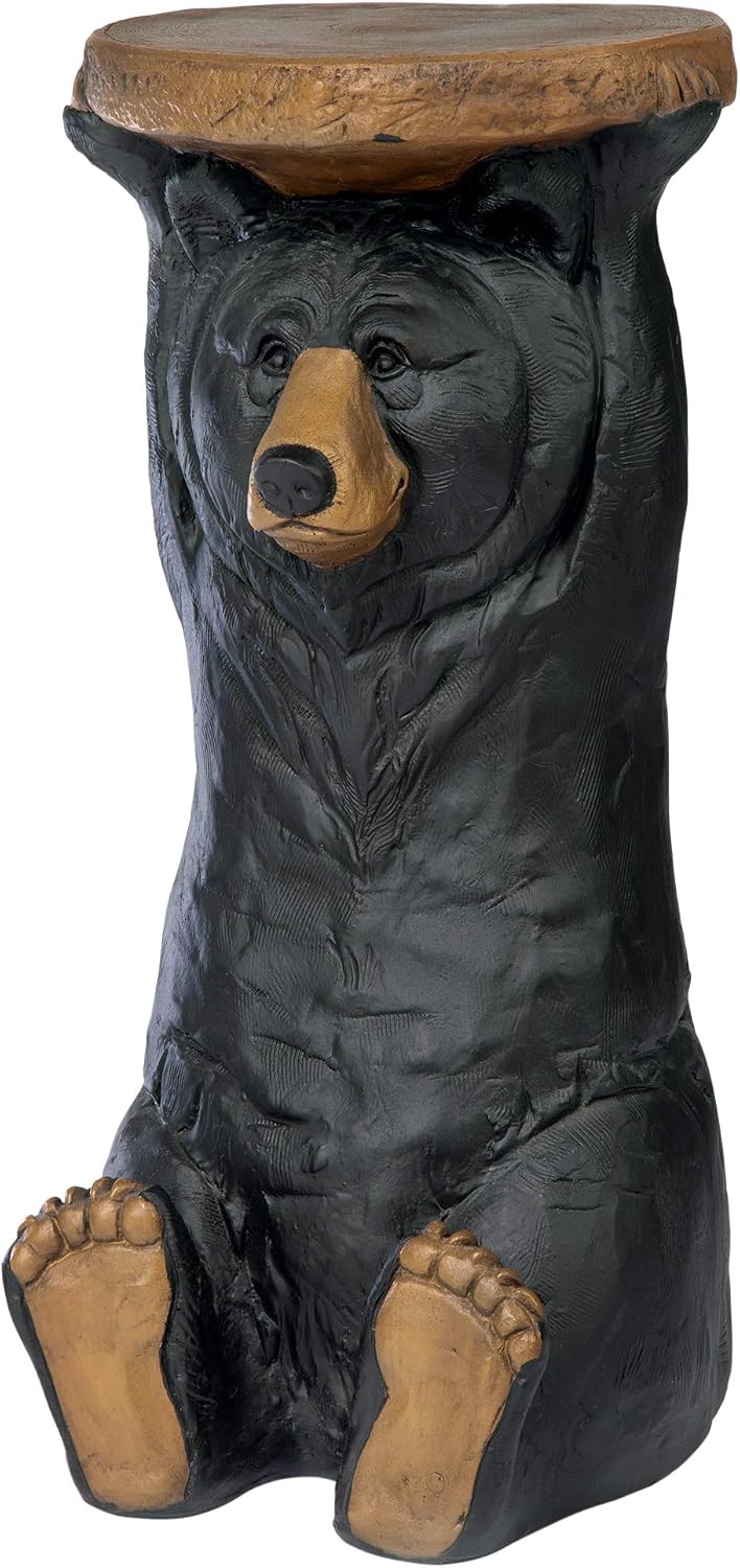 Design Toscano Black Forest Bear Pedestal Table Rustic Cabin Decor, 24 Inch T...