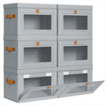 Small Fabric Storage bins - Collapsible Storage Bins with Open Window, 6 Pack Closet Baskets for Shelves, Stackable Decorative Boxes for Home, Dorm, Grey, 13.7"x 9.8" x 9.8"