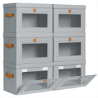 Small Fabric Storage bins - Collapsible Storage Bins with Open Window, 6 Pack Closet Baskets for Shelves, Stackable Decorative Boxes for Home, Dorm, Grey, 13.7"x 9.8" x 9.8"