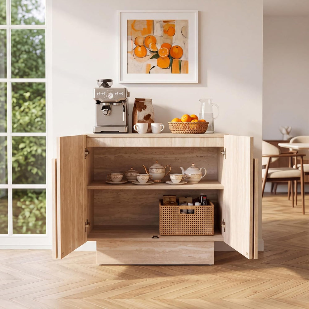 Buffet Cabinet with Storage, 31.5” Modern Sideboard Cabinet with Arched Doors...