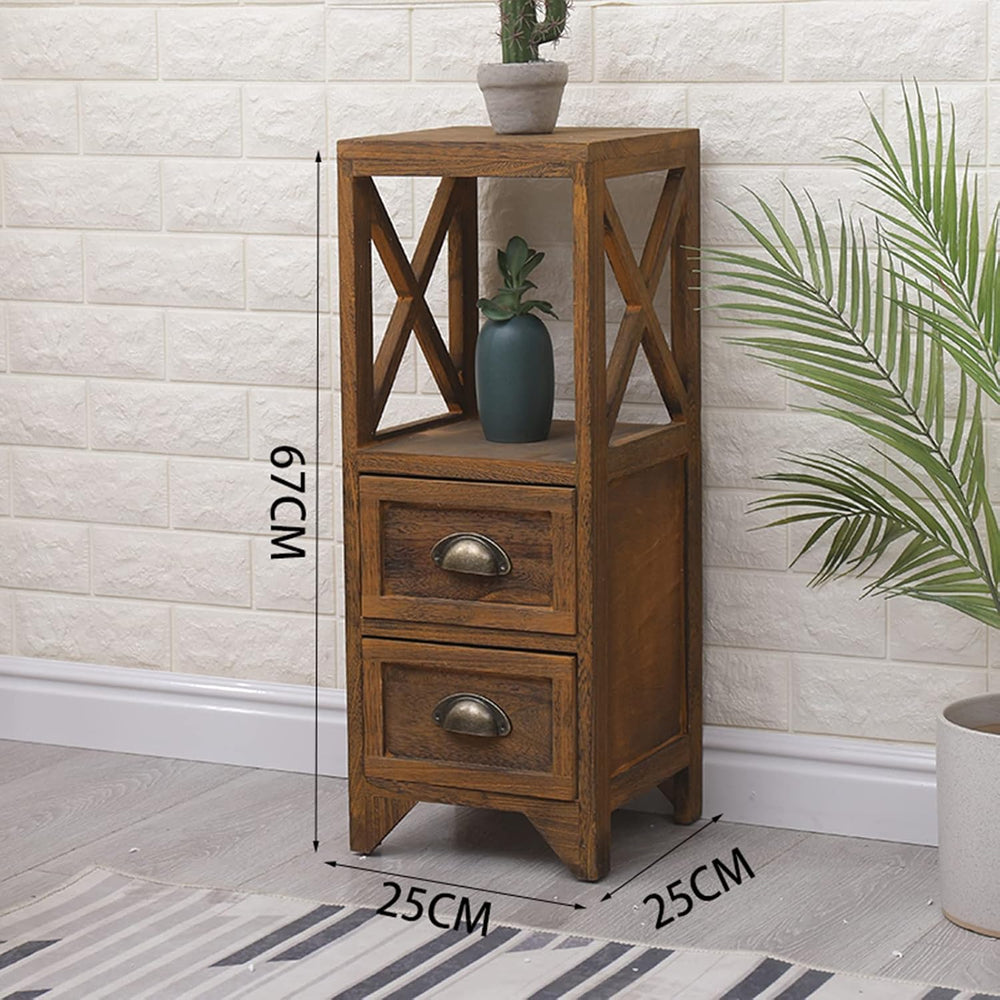 Vintage Bedside Table with Open Shelf and 2/3 Drawer Bedroom Nightstand Table...