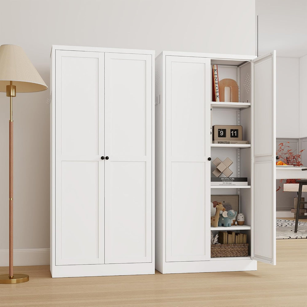 Kitchen Pantry Cabinet, 61" Metal Pantry Storage Cabinet with Doors and ...