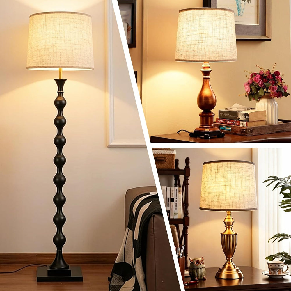 Large Drum Lamp Shades Set of 2, Natural Linen 13"Top x 16" Bottom ...