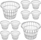 10-Pack Round White Plastic Laundry Basket, Suitable for Use in Bathrooms, Laundry Rooms, Bedrooms and Dormitories, Lightweight and Durable.