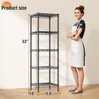 5 Tier Metal Shelving Unit Wire Shelving,Storage Rack for Small Space:Adjustable Storage Shelves Standing Bathroom Shelf and Narrow Shelf for Laundry Dorm Kitchen Pantry Closet 15.8"w*11.8"D*53"H
