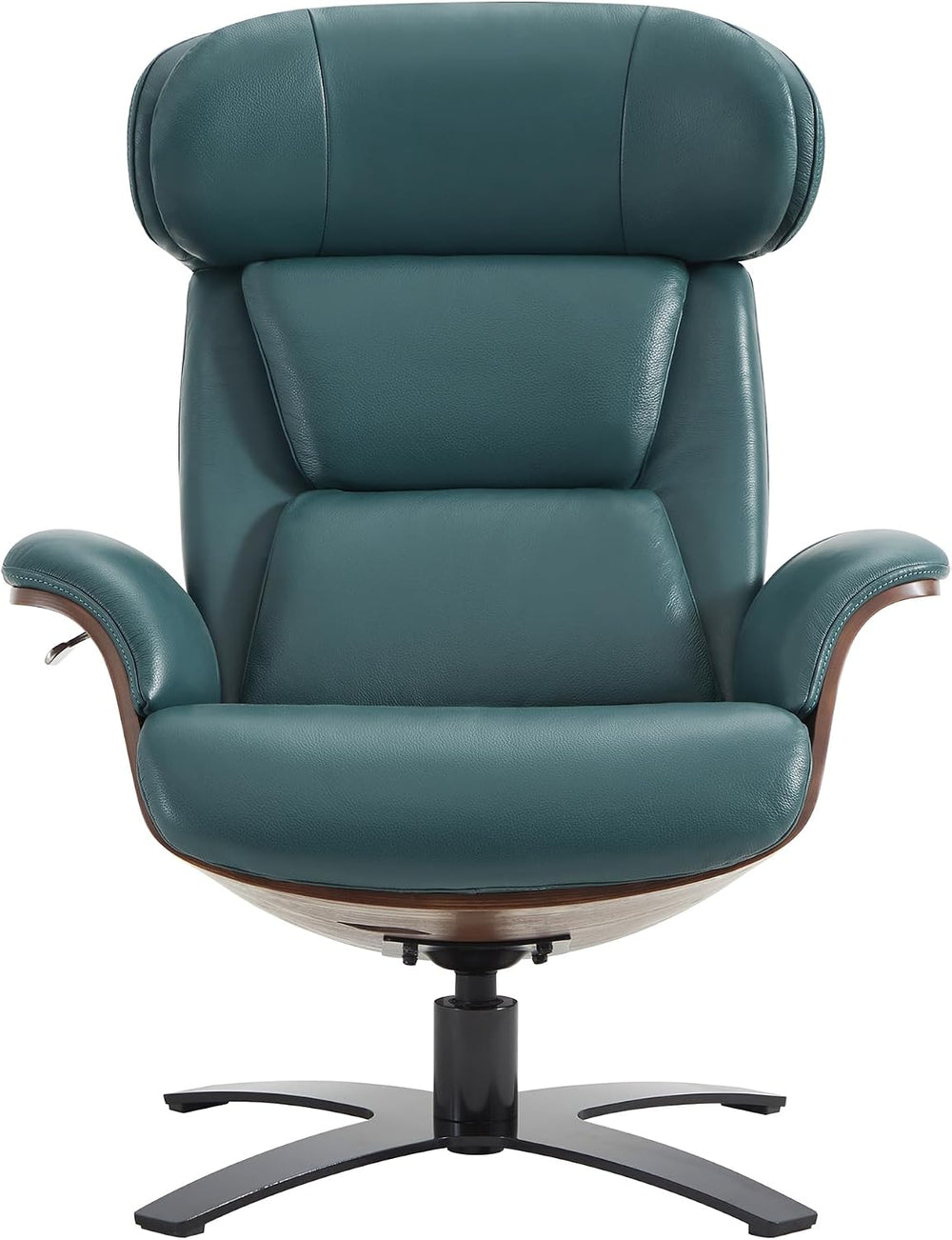 CHITA Genuine Leather Reclining Swivel Accent Chair with Ottoman, Teal | Eame...