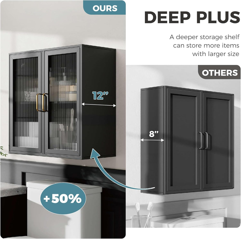 24”W Wall Cabinet with Acrylic Glass Doors Set of 2, Kitchen Wall Cabinets wi...