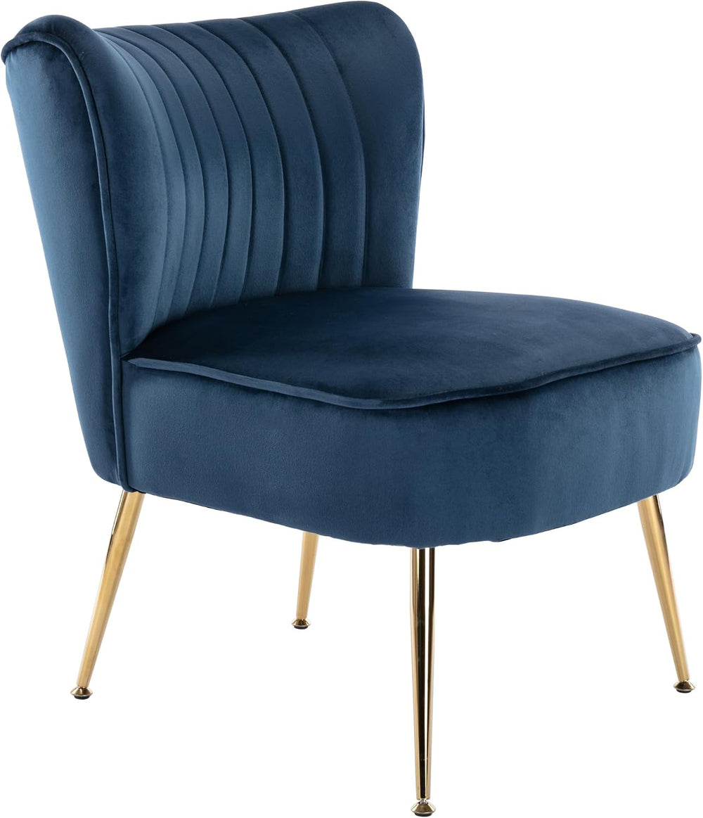 Velvet Accent Chair Set of 2 Comfy Living Room Chair Armless Slipper Chair Mi...
