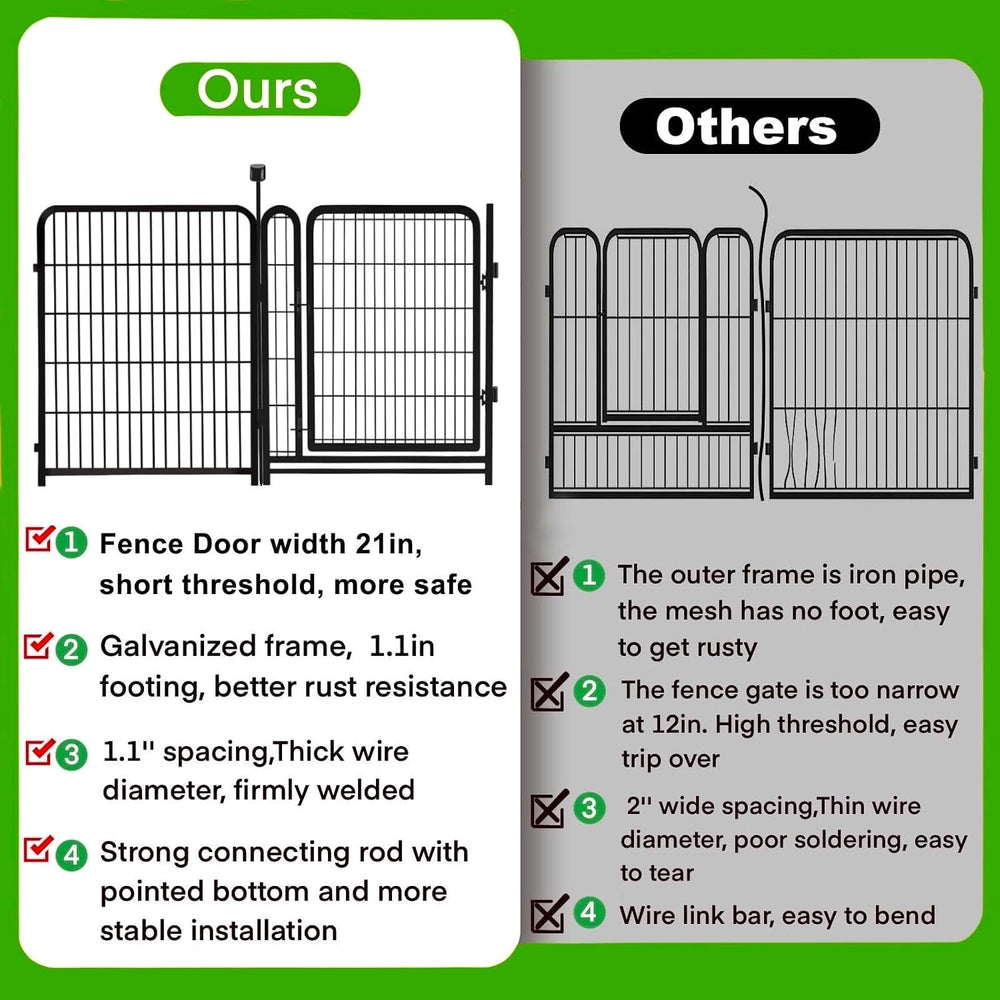 Getlay Garden Fencing 48in High, 12 Panels Total 26.6Ft(L) Dog Fence Outdoor ...
