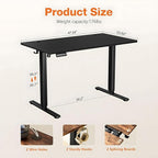 Standing Desk Adjustable Height, 48 x 24 in Electric Sit Stand up Desk for Home Office, Ergonomic Workstation Computer Desk with Two-Piece Desktop, Sit Stand Office Desk, Black