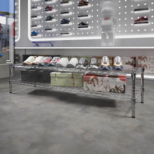 18" Deep x 60" Wide x 14" Height Wire Shelving Kit | 2-Tier | NSF Commercial Storage Rack Unit