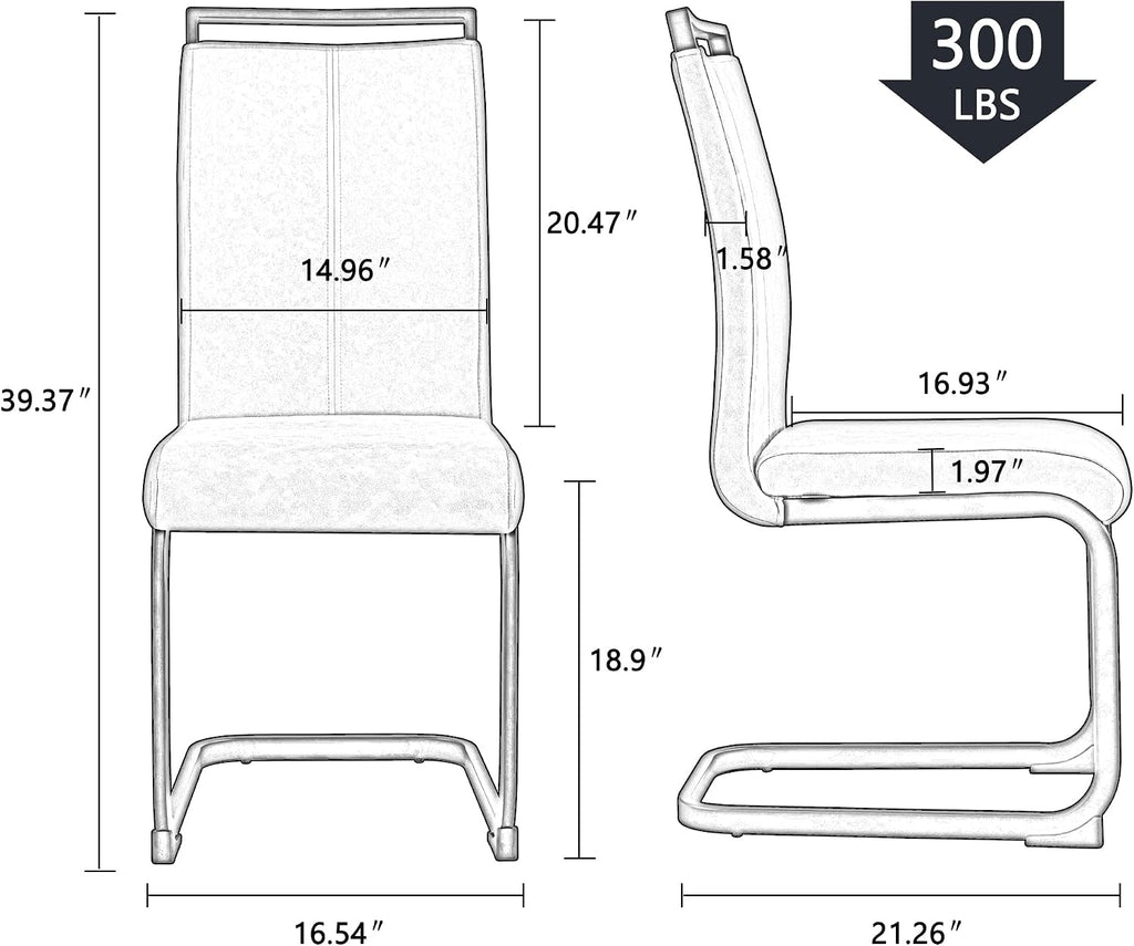 gopop Dining Chairs Set of 2, Faux Leather Dining Chairs with Plated Chrome Metal Frame, Modern Kitchen Chairs Set with Padded Seat High Back for Dining Room, Kitchen Room, Living Room.
