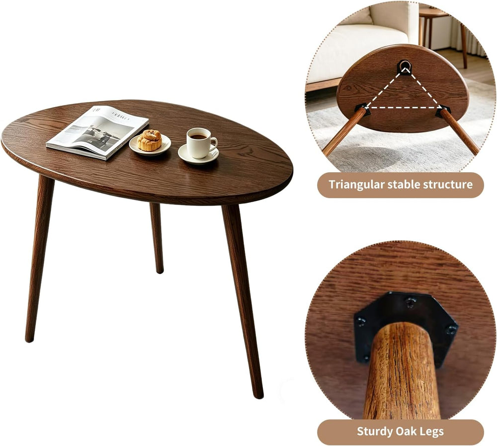 Walnut Oval Side Table, 17.5''D x 25.6''W x 19.7''H, ...