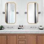 Gold Wall Mirror 48 x 24 Inch Bathroom Vanity Mirror for Over Sink Modern Rounded Corner Rectangle Wall Mirror Decorative with Non-Rusting Iron Metal Framed (Horizontal/Vertical)