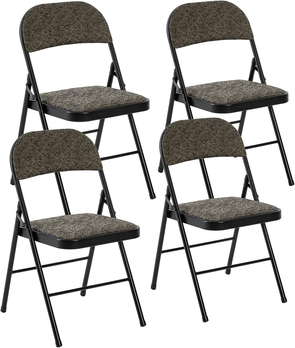 DUMOS Padded Folding Chairs 4 Pack, Foldable Dining Patio Chairs, Outdoor