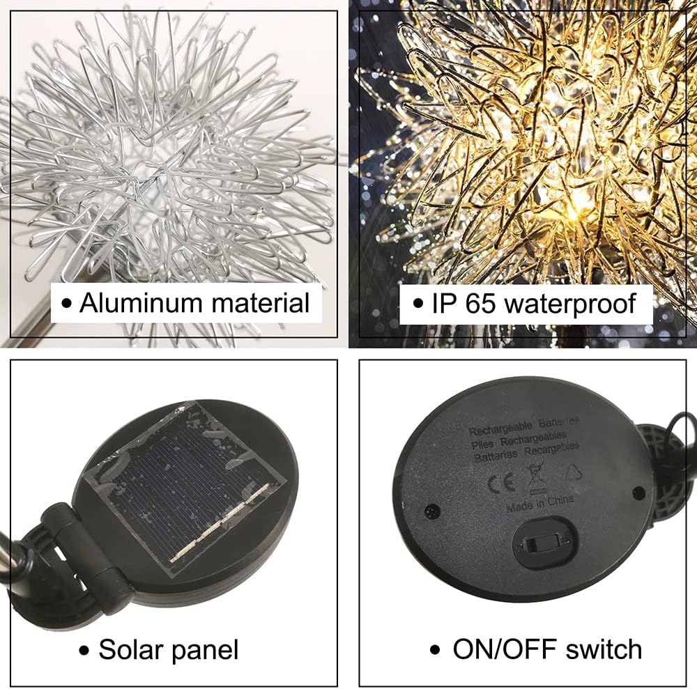 GUOCHENG Dandelion Solar Garden Lights, 4 Pack Solar Metal Dandelion Light
