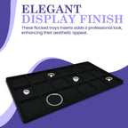 Novel Box 5 Pack 18-Slot Black Liner Jewelry Storage Tray Inserts 14.75x8.25x1 Inches - Jewelry Organizer Pad for Drawers & Store Displays - Jewelry Display Pads for Rings Earrings & Pendants