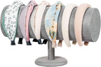 Coward T-Bar Beige Headband Holder Organizer,Hairband Display Stand,Hairband Storage Rack for Girls And Women (detachable gray linen)