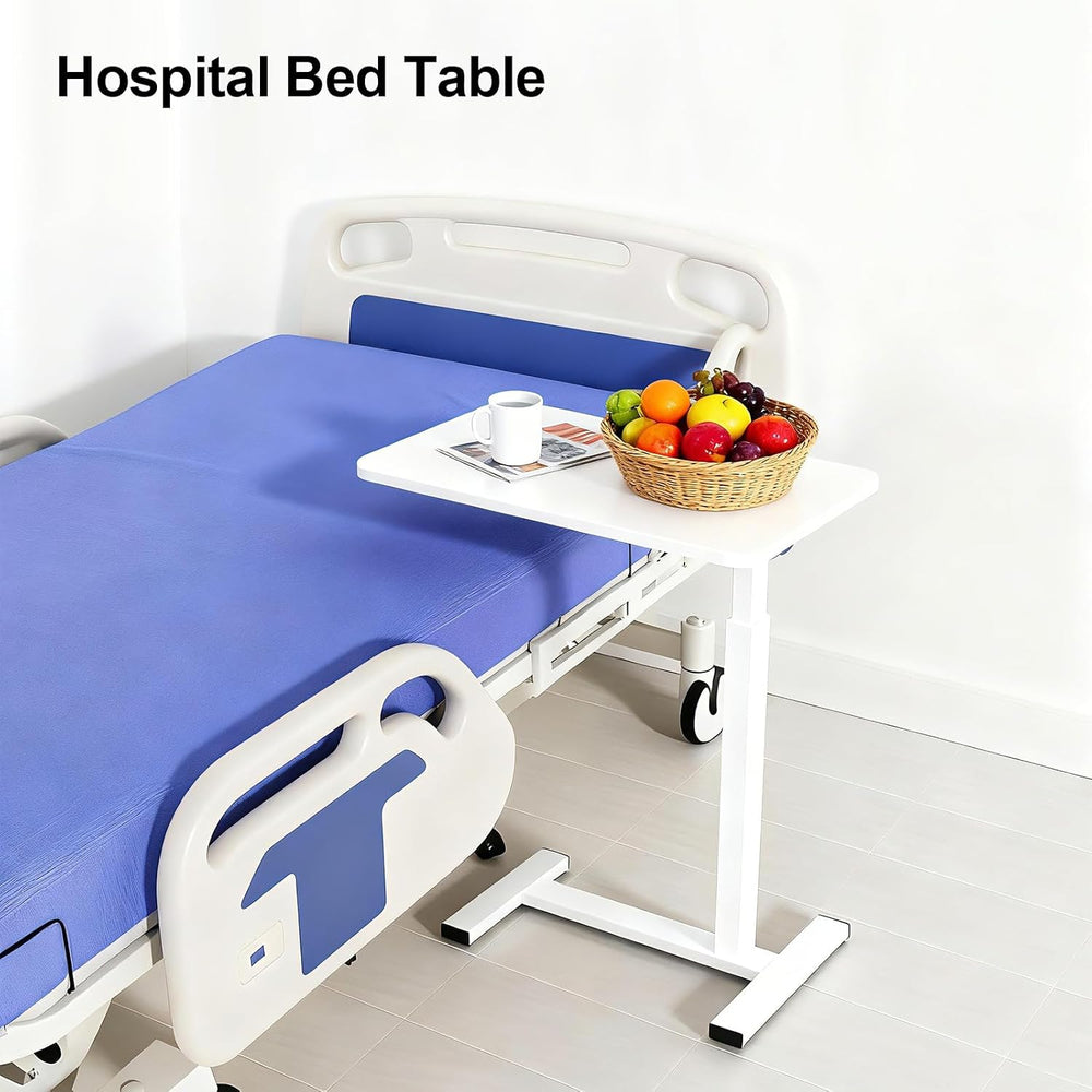Pneumatic Adjustable Height C-Shaped End Table,Slides Under Furniture, Hospit...