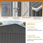 10X12 FT Outdoor Storage Shed Heavy-Duty Metal Sheds & Outdoor Storage with Floor Frame, Rustic Style Window and Lockable Doors Bright and Spacious Tool Sheds for Backyard Garden Patio Lawn, Gray