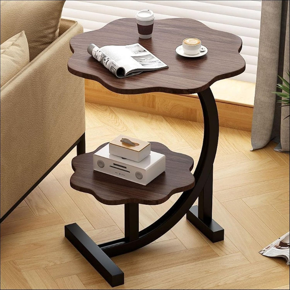 C Shaped End Table Sofa Couch Side Tables with Storage Shelves Nightstand for...