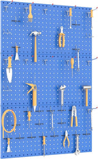 TORACK 3 PCS Metal Pegboard Panels(12x24 inch) for Wall Garage Utility Tools Storage Pegboard for Workbench, Modular Peg Board Tool Organizer Board Kit(Pack of 3, Blue)