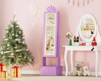 LED Kids Jewelry Armoire Cabinet with Full Length Mirror for Girls, Purple | 3 Color Touch Control Lighting,Anti-Tip Stable Structure,Lockable Cabinet, Freestanding Jewelry Organizer