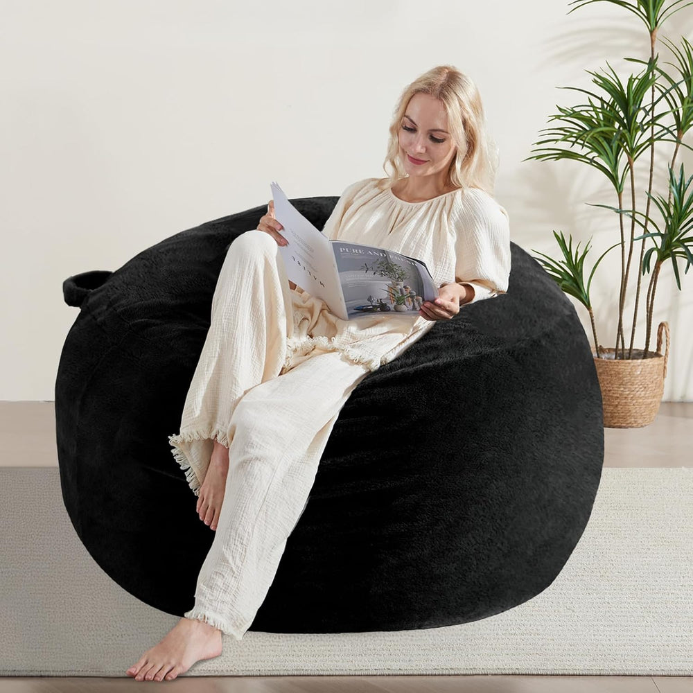 WSOFRLAC 3FT Bean Bag Chair, Comfy Bean Bag Chairs for Adults, Luxury Velvet ...