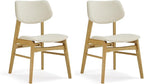 Wooden Dining Chairs Set of 2, Upholstered Modern Dining Room Chairs, Solid Oak Wood Kitchen Chairs with Soft Cushion Backrest for Farmhouse, Restaurant, Café (Cream Fabric & Original Color)