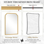24X36 Inch Gold Mirror for Bathroom, Modern Rounded Corner Rectangle Mirror with Non-Rusting Iron Metal Framed Bathroom Vanity Mirror for Over Sink Wall Decor(Tempered Glass)