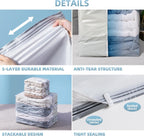 6 Pack Vacuum Storage Bags, Cube Combo (3 Jumbo+3 Medium), Vacuum Seal Bags for Clothing, Bedding, Blanket, Space Saving Closet Organization