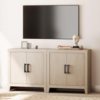WAMPAT Farmhouse TV Stand for TVs up to 65 Inch, Rustic Wood Entertainment Center & Media Console with 4 Storage Doors, Accent Cabinet for Living Room, Hallway, Beige