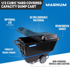 Tilt Truck, 1/2 Cu. Yd. Capacity Dump Cart with Non-Marking 12” Wheels & 5” Casters & Forklift-able Frame for Jobsites, 850 lbs, Trash Cart with Wheels DUC12T-F-NM