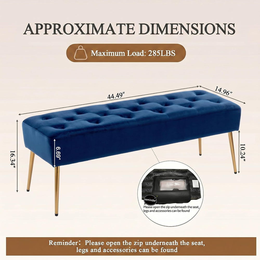 DUHOME Button-Tufted Ottoman Bench, Upholstered Bedroom Benches Velvet Footre...