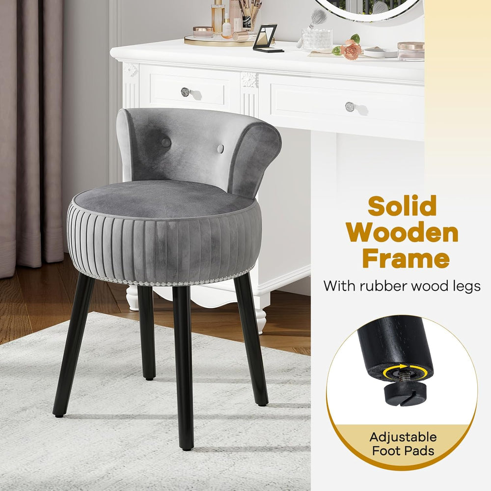CHARMAID Velvet Vanity Chair for Bedroom, Elegant Accent Chair with Tufted Lo...