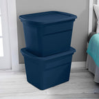 Sterilite 32-Pack Plastic Storage Bins, 18 Gallon Tote Containers with Lids, Marine Blue