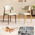 Dining Chairs Set of 6 for Kitchen Dining Table Mid Century Modern Farmhouse Upholstered Leather Dining Room Chairs with Metal Legs, Original Beige