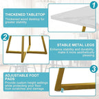 Square Dining Table for 2-4, 31.5" Small Dinner Table with Metal Frame Base Square Kitchen Tables for Dining Room, Kitchen, Living Room, White & Gold