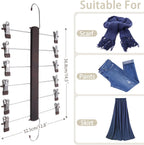 Skirt Hangers Space Saving,6 Tier Closet Organizers & Storage,Wooden Magic Hanger & Hanger with Clips,Pants-Hangers-Space-Saving for Hanging Pants Shorts Scarf Jeans（4 Piece）