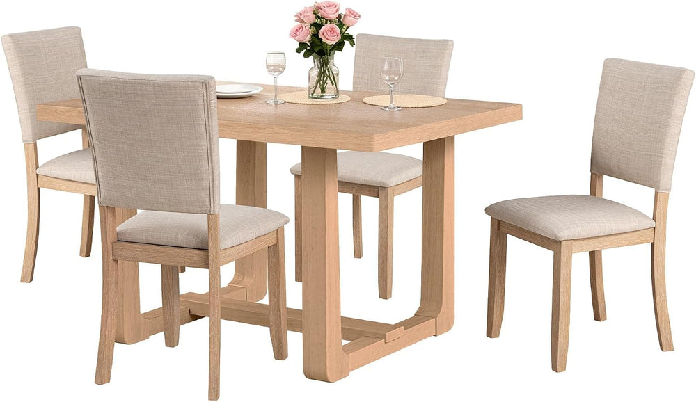 leovanni Rectangle Dining Table Set of 4, 48" Rectangle Kitchen Table an...