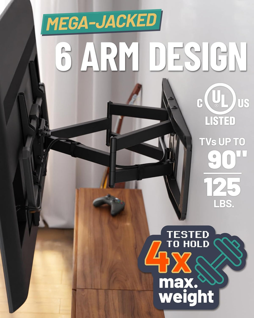 ECHOGEAR MaxMotion TV Wall Mount for Large TVs 42" to 90" - Full Mo...