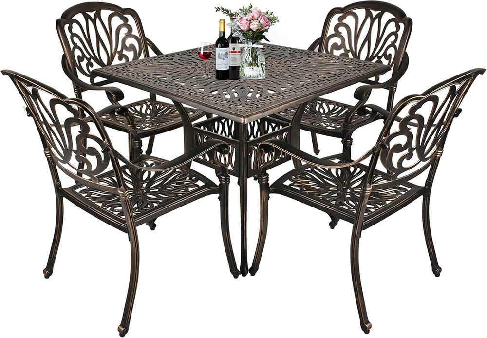 TITIMO 5-Piece Outdoor Patio Dining Set, Cast Aluminum Patio Furniture Set, 4...