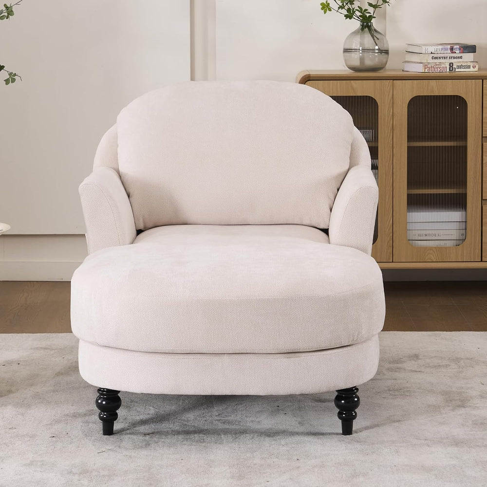 59.8" Chaise Lounge Chair Indoor, Chenille Reading Chairs | Side Pocket,...