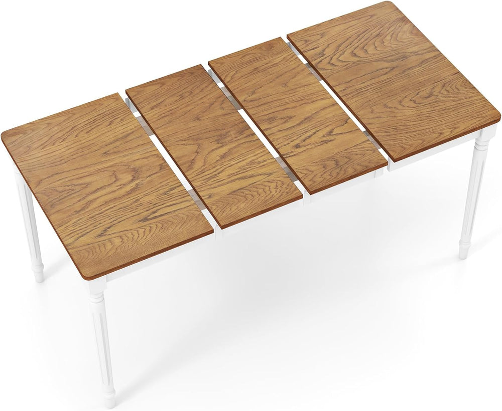 Giantex Rectangular Extendable Dining Table for 4-8 People with Rubber Wood L...