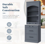 83" Tall Kitchen Pantry Storage Cabinet with Faux Marble Top, Modern Credenza Organizer Utility Cupboard with Drawers & Adjustable Shelves for Dining Room,Kitchen,Grey