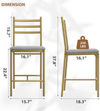 GarveeHome Bar Stools Set of 2, Counter Height Bar Chairs with Back and Thick Cushion, Upholstered Dining Chairs with Padded Seat, Barstools for Kitchen Island, Bar, Dining Room, Retro Gold