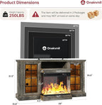 oneinmil 59'' Fireplace TV Stand, 3 Sided Glass Media Entertainment Center Console Table for TVs up to 65'' with Glass Door Adjustable Flame LED Color for Living Room, Set of TV Table, Grey