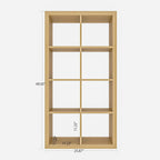 furtble Bookshelf with Storage Bins, 8-Cube Storage Organizer, Modern Wood Open Bookcase, Multifunctional Display Shelf for Living Room, Bedroom, Home Office, Oak